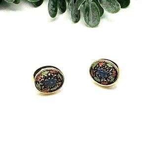 Gold & Multicolor enamel accents Stud Earrings By Sarah Cov